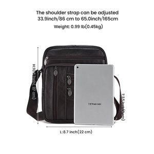 Sac bandoulière homme en cuir véritable grande capacité style vertical sac à bandoulière durable décontracté pour l'extérieur - Product Image 5