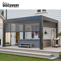 Pergola moderne en aluminium, écologique, résistante aux intempéries, pavillon de jardin avec éclairage LED intégré de qualité supérieure