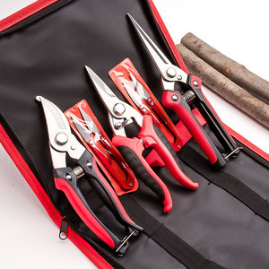 Juego de tijeras de podar de 3 piezas, de acero al carbono con mango rojo, para jardinería, árboles frutales y huertos. - Product Image 1