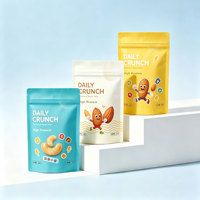 Sachet refermable personnalisé pour mélange de noix grillées bio, avec fermeture éclair, qualité alimentaire, à découpe facile, végétalien, cétogène, collation saine