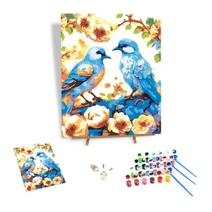 Pittura con numeri fiori di uccelli tela romantica artigianato fai da te pittura ad olio con Kit di numeri