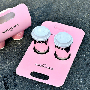 Porte-gobelets en papier pour boissons à emporter Porte-gobelets en papier jetables Porte-gobelet double pour café et thé au lait Porte-plateau - Product Image 1