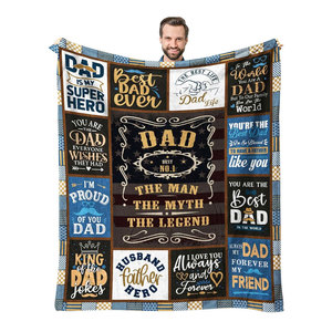Coffret Cadeau Fête des Pères Anniversaire – Couverture Personnalisée « Meilleur <span class=keywords><strong>Papa</strong></span> de Tous les Temps » de Fille et Fils – <span class=keywords><strong>Plaid</strong></span> Drôle et <span class=keywords><strong>Personnalisé</strong></span> - Product Image 1