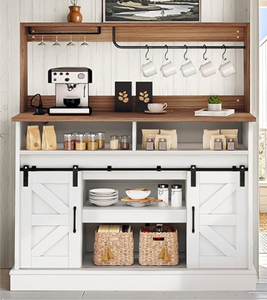 Meuble de bar à café et à vin multifonctionnel écologique en panneaux de bois modernes, réglable, avec portes coulissantes pour salle à manger - Product Image 1