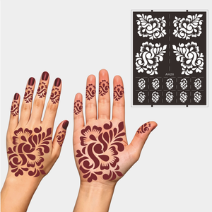 Pochoirs personnalisés réutilisables autocollants pour tatouages temporaires au <span class=keywords><strong>henné</strong></span>, motifs mandala, peinture corporelle, tatouages au jet de jus pour les doigts en PVC - Product Image 2