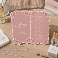 Carte d'instructions personnalisée découpée sur mesure à bords ondulés avec impression couleur et illustration de nœud pour les petites entreprises de faux ongles