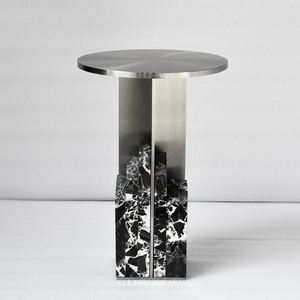 OEM ODM Moderne Travertijn Natuurmarmer RVS Bijzettafel Uitschuifbaar voor Huis Kantoor of Woonkamer Meubilair - Product Image 2