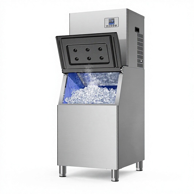 Commercial Ice Maker Machine Model 224 560LBS Storage Bin Self-Cleaning | Industrial Ice Machine | 112 Ice Thickness Ice
