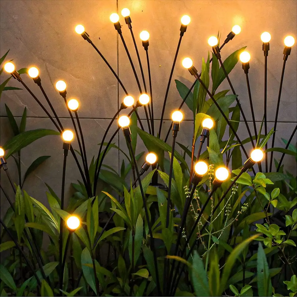 ไฟ LED คุณภาพสูงโคมไฟกลางแจ้งลมเป่าแกว่งไฟ LED พลังงานแสงอาทิตย์ดอกไม้ไฟสวน