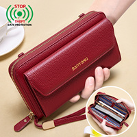 Dompet Pola Litchi Kulit Sapi Lapis Pertama Banyanoo untuk Wanita, Kapasitas Besar, Tas Ransel Kecil Satu Bahu yang Modis