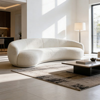 Canapé une place en tissu style crème, design moderne et simple en arc, pour petit appartement, salon, revêtement en velours côtelé, éponge haute densité