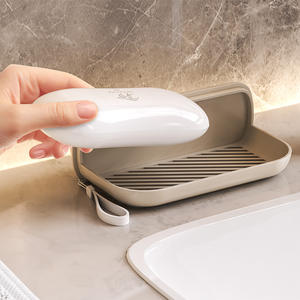 Jabonera de viaje con tapa, rectangular, de plástico, tamaño grande, para un fácil drenaje, mini jabonera portátil para viajes de negocios - Product Image 1