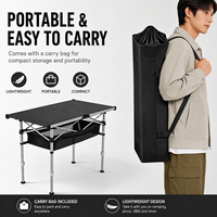 Mesa Plegable de Aleación de Aluminio con Altura Ajustable para Acampar, Pescar, Hacer Picnic y Viajar al Aire Libre