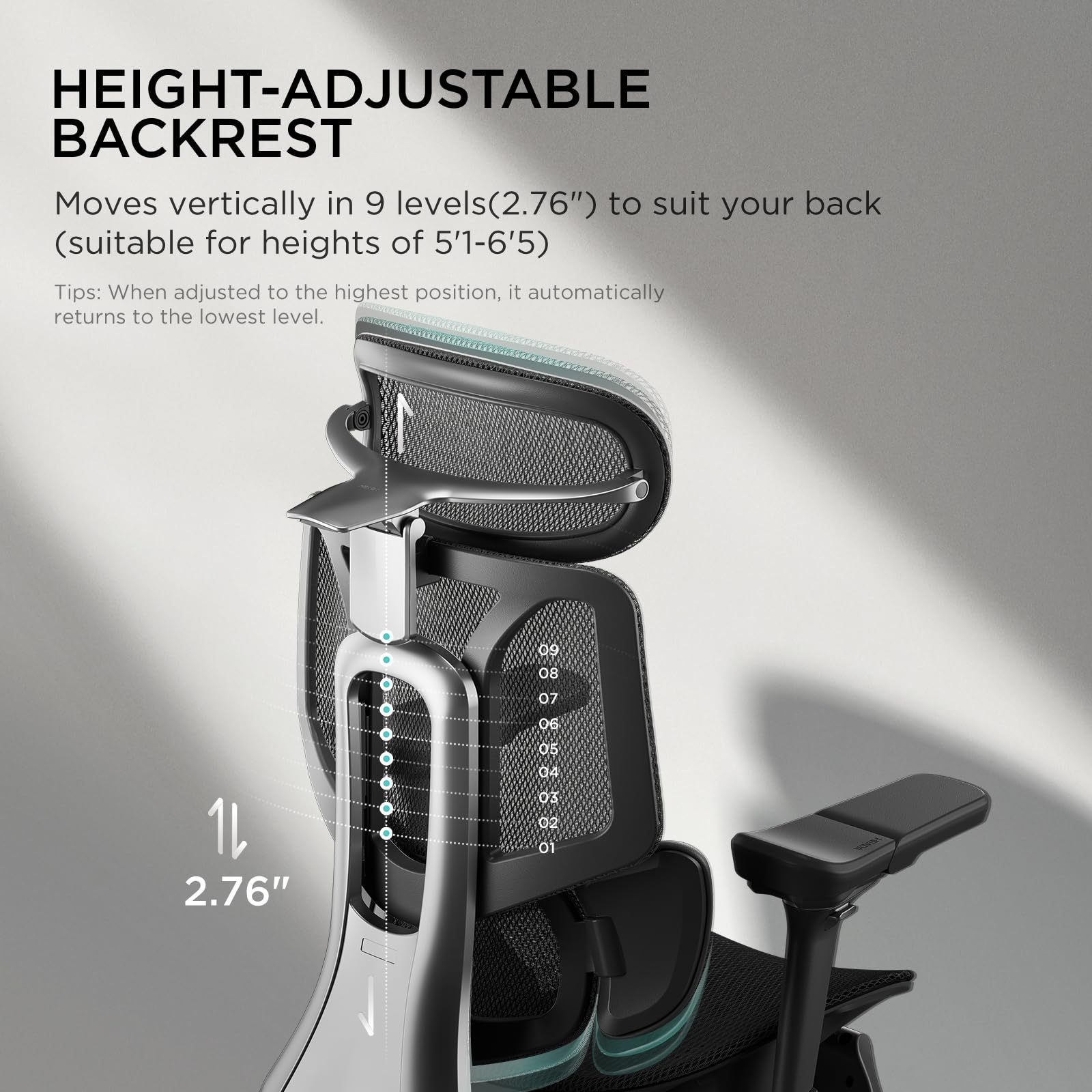 Hbada E3 PRO メッシュエルゴノミクスオフィスチェア 足置き付き