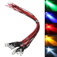 Diodes électroluminescentes LED 3 mm pré-câblées 5V/9V/12V/24V avec fil de 20 cm Rouge/Bleu/Blanc/Vert/Jaune/Multicolore