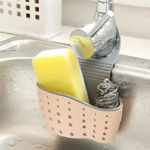 HelloWorld Sink Shelf Soap Sponge Drain Rack Silicone Storage Basket Bag Faucet Holder Adjustable Bathroom Holder Sink Kitchen