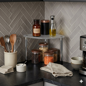 Modern Stainless Steel Space Saving Kitchen Multipurpose Corner <b>Shelf</b> Rack Organizer Stand - Product Image 2
