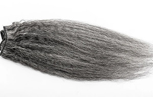 Extensioni di <span class=keywords><strong>capelli</strong></span> umani Remy a doppia trama, vergini grezzi, corti, lisci Yaki, colore grigio pianoforte misto, provenienti da donne afroamericane e peruanche - Product Image 3