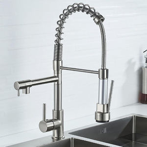 Moderno 360 in ottone girevole lavello da cucina maniglia del <span class=keywords><strong>rubinetto</strong></span> estraibile flessibile montato a ponte con doppia molla rubinetti da cucina - Product Image 2