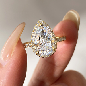 Bague de fiançailles en zircone cubique en forme de poire pour femme, vente en gros de bijoux de mode - Product Image 3