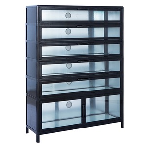 超狭い高垂直靴ラック-家庭用多層ステンレス鋼キャビネット強化ガラスドア付き - Product Image 4