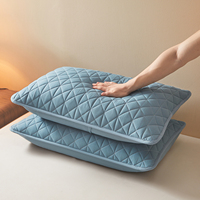Housse de coussin matelassée en coton antibactérien bleu poussière moderne, teinte en fil lavé, 48x74cm, pour hôtels, resorts et zones côtières