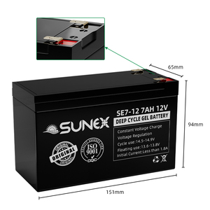 Batteria Gel SUNEX a Ciclo Profondo e Lunga Durata 12V 7Ah, Batteria VRLA 12V 7Ah per Sistemi Solari - Product Image 2
