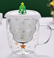 Tasse à thé en verre simple pour Halloween et Noël Ensemble de boîte-cadeau de tasse à café mignonne pour filles