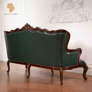 Ghế sofa da thật 3 chỗ ngồi phong cách châu Âu sang trọng, kiểu hiện đại chạm khắc, màu xanh cổ điển, dành cho phòng khách - Product Image 2