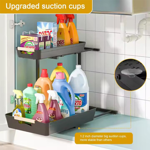 Nuovo Organizzatore Scorrevole Regolabile a 2 Livelli in Metallo per <span class=keywords><strong>Cucina</strong></span>, Cesto Estraibile Sottolavello con Armadietto Contenitore - Product Image 6