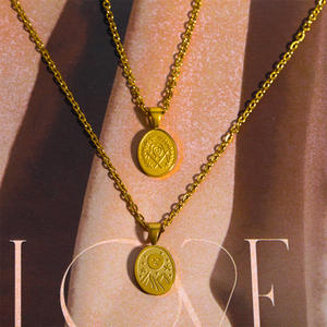 Tarot sol y luna creciente estrella joyería de moda Pvd oro relleno delicado plateado Acero inoxidable colgante collares para mujer 2024 - Product Image 4