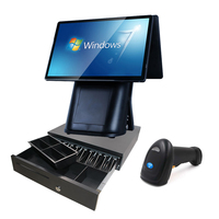 Sistemas pos de software para restaurantes de 15,6 pulgadas con impresora todo en un sistema POS de pantalla táctil cajeros automáticos con software