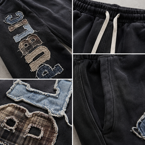 Pantalon de jogging ample et épais pour homme, style vintage, avec broderie personnalisée et appliques, 450 g/m², délavage acide, coupe large - Product Image 2
