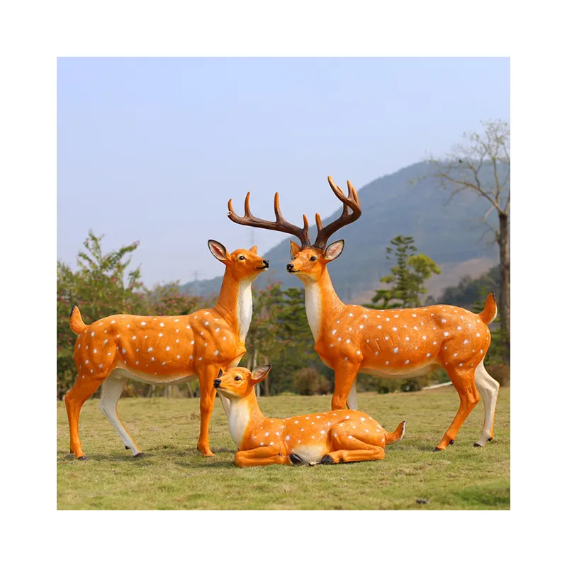 Scultura su ordinazione dell'acciaio di vetro dell'animale del cervo di Sika per l'ornamento di nozze del parco del giardino