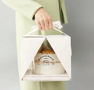 Box Printing Food Packaging Birthday Decoration Ribbon Individual Layer Bento Cake Dessert Box With Cupcake