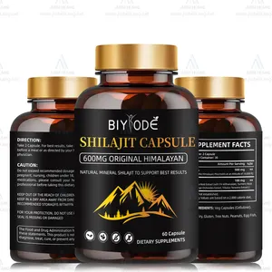 Biyode GMP usine pur naturel himalayen gros cerveau mémoire soutien du système immunitaire capsule de shilajit personnalisée