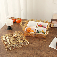Luxe gouden metalen holle keramische fruit schaal, keukenaccessoire, op maat gemaakte opbergbak voor binnenhuisdecoratie, fabriekslevering