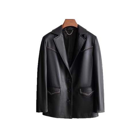 3150 New Product Real Leather Suit Hand Nailed Bead Rivets Leisure Sheepskin Leather Suit  for Women
