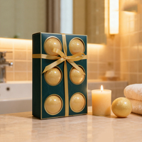 Ensemble de Bombes de Bain Personnalisées aux Ingrédients Naturels Biologiques Emballage Élégant 6 Pièces Bulles Dorées Riches Aromathérapie Relaxante