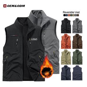 Veste en laine coupe-vent à col montant pour homme, mode hiver, avec logo personnalisé, décontractée, pour l'extérieur, grande taille, sans manches, chaude - Product Image 4