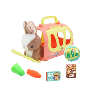 Bán Buôn Tùy Chỉnh Kawaii Dễ Thương Bé Nhồi Bông Bunny Động Vật Thực Tế Đồ Chơi Sang Trọng Thỏ Giả Vờ Chơi Pet Tương Tác Cho Ăn Với Lồng - Product Image 1