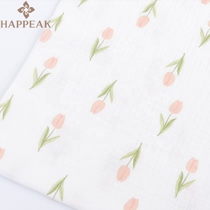 HAPPEAK Impreso Tulipanes Muselina Tejido Algodón Doble Capa Gasa Tela Textil para Manta de Bebé - Product Image 6