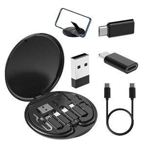2025 Data <b>Cable</b> Organizer Box Custom Logo Black Mini Round 5 in 1 Portable 60w Data <b>Cable</b> Set for Sale - Product Image 1
