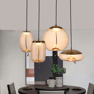 Lampe suspendue moderne en verre et corde de chanvre pour salle à manger, bar, chevet, lampe combinée créative, décoration intérieure, dropshipping Shopify - Product Image 6