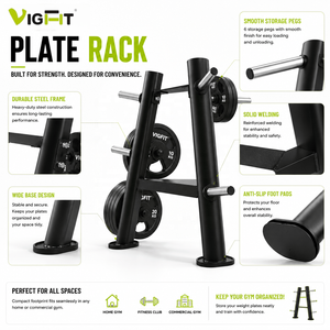Support de rangement mobile VIGFIT en acier pour plaques de <span class=keywords><strong>poids</strong></span>, haltères et disques de bumper – Organisateur de salle de sport pour <span class=keywords><strong>musculation</strong></span> - Product Image 3