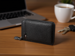 Portacarte a fisarmonica da uomo, 4 pollici, in pelle PU, con chiusura a cerniera per carte - Product Image 2