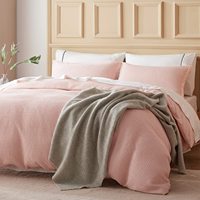 Ensemble de literie 2 pièces lavable en machine, taies d'oreiller hypoallergéniques douces pour la peau, tissage gaufré, housse de couette 100% coton pour la maison