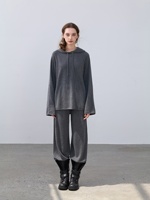 Pull à capuche ample décontracté 100 % cachemire pur pour femme, anti-plis, respirant, doux, chaud, coupe ample, côtelé pour l'hiver