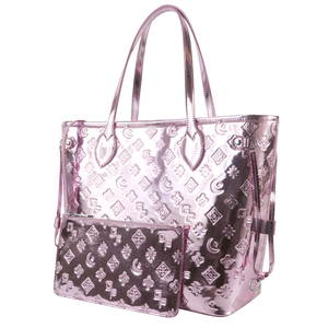 Custom OEM ODM Fashion Women's Handbags Metallic PU Leather Tote Bag and Bucket Bag Purse Set Applicable to Daily Life - Product Image 5