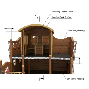 Equipo de Juegos Interior con Temática de Barco Pirata, con Tobogán Espiral Grande y Red de Escalada para Parques de Aventuras Infantiles - Product Image 4